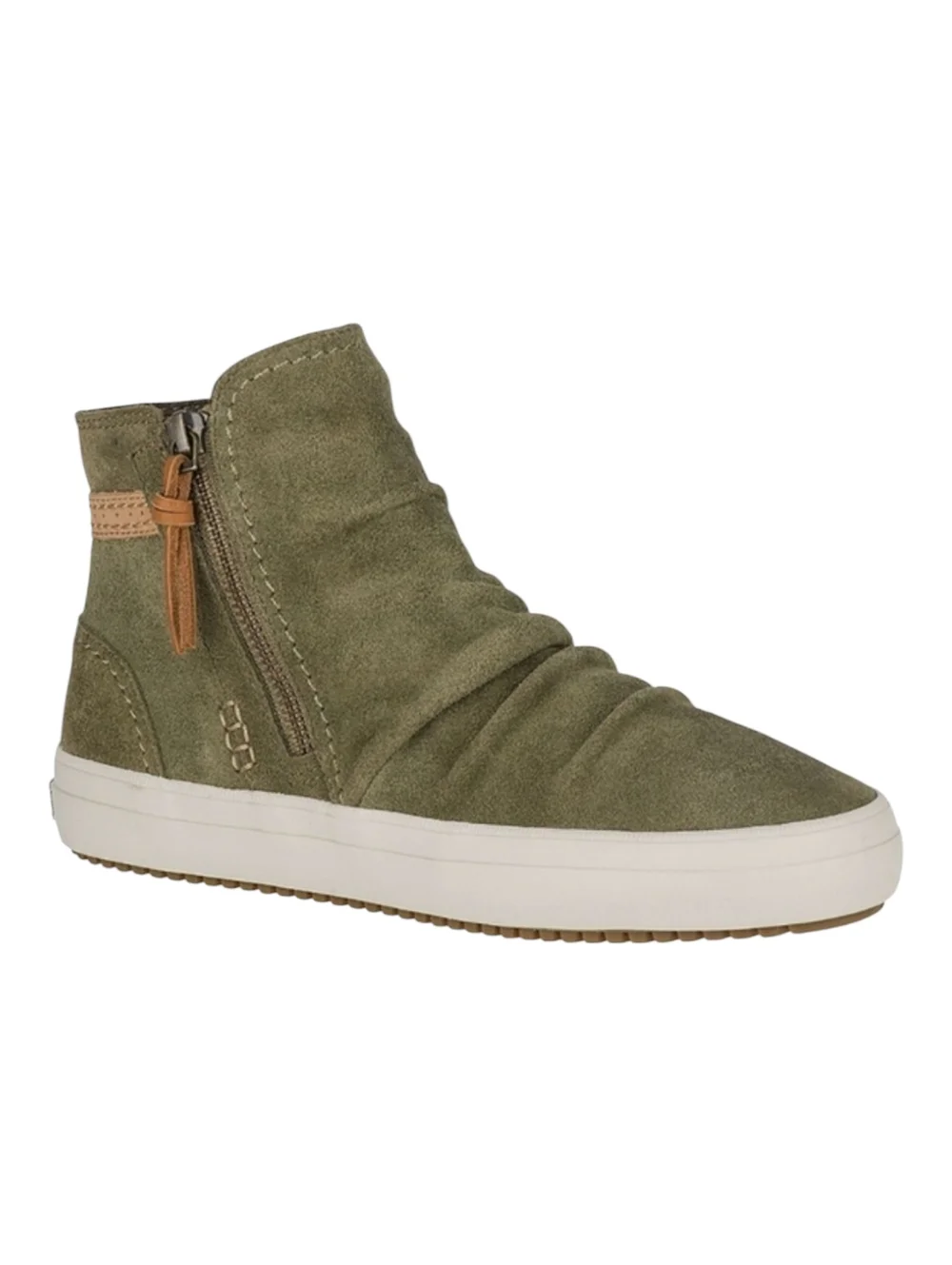Sperry Suede Leather Ankle Booties Olive Army Green Zipper Women's 7
